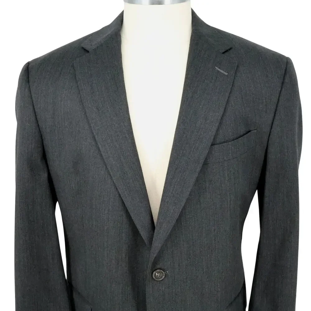 Hart Schaffner Marx 1887 Sport Coat Mens 44R Gray Wool Jacket Blazer Preppy